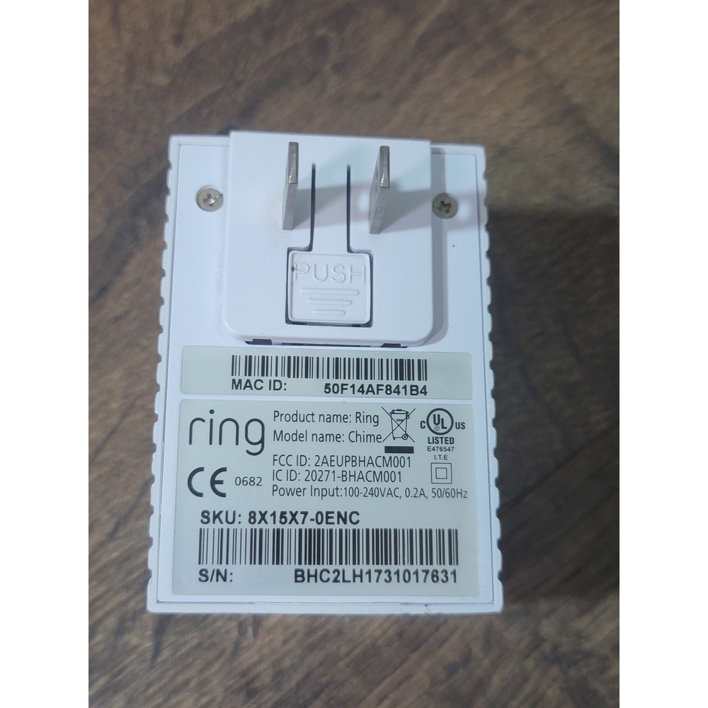 Ring Chime Wireless Doorbell Add On White 8X15X7-0ENC WiFi Extender‎